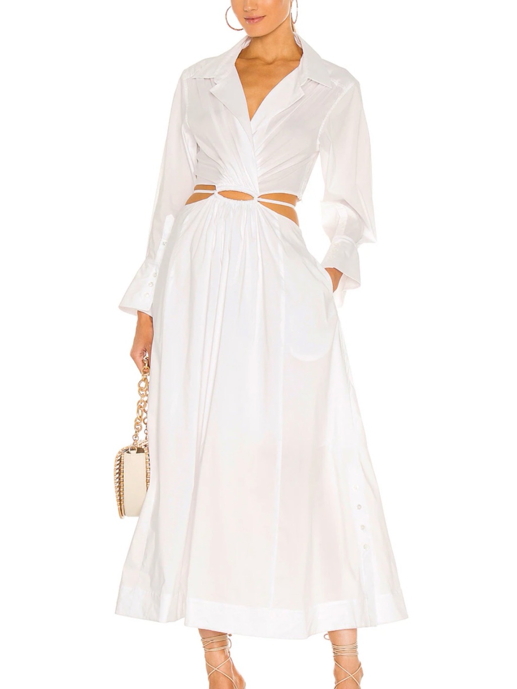Simkhai Alex Pleated Cut Out Dress In White | Revolve Size Medium